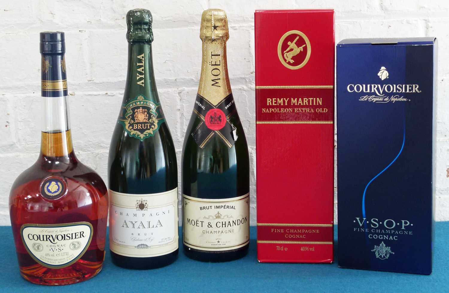 Lot 73 - 5 Bottles Mixed Lot Cognac and Champagne comprising