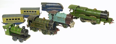 Lot 36 - Four Hornby O  Gauge tinplate locos and three others