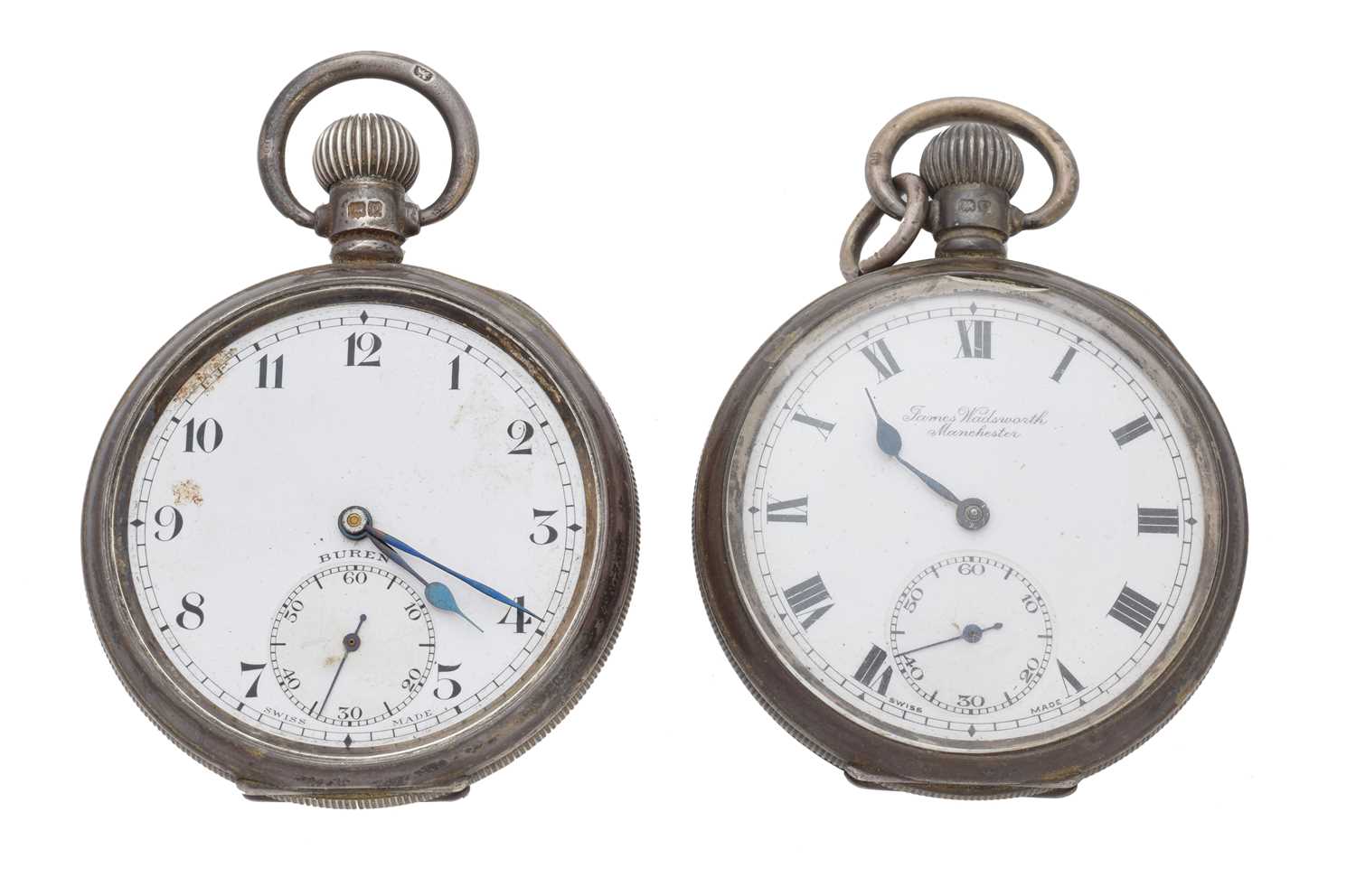 Lot 86 - Two silver open face pocket watches