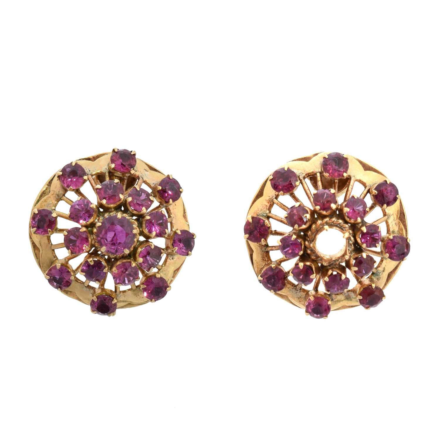 Lot 74 - A pair of ruby earrings