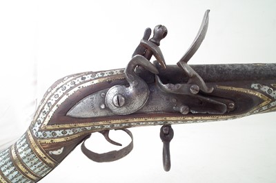 Lot 77 - Afghan Flintlock musket with pearl inlaid stock