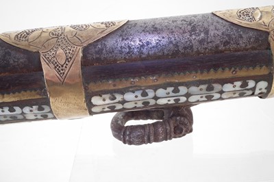 Lot 77 - Afghan Flintlock musket with pearl inlaid stock