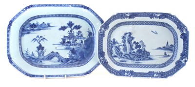 Lot 1 - Two Chinese export porcelain meat plates