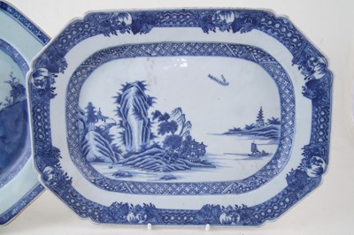 Lot 1 - Two Chinese export porcelain meat plates