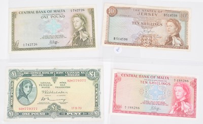 Lot 35 - Selection of banknotes from Malta, Scotland and Ireland.