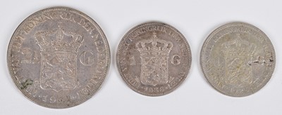Lot 45 - Quantity of silver coins to include 1891 Victoria silver crown and three Dutch silver coins.