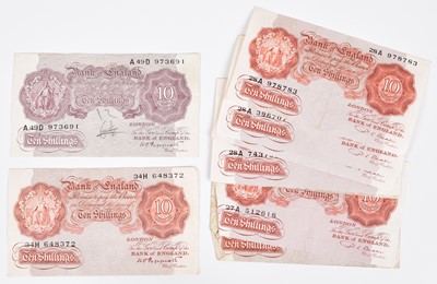 Lot 107 - Ten Bank of England Ten Shillings Series "A" Britannia Issue banknotes (10).
