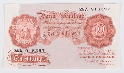 Lot 29 - One Bank of England, Ten Shillings, Series "A" Britannia Issue Replacement banknote, UNC.
