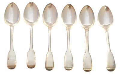Lot 157 - Six George III and IV dessert spoons
