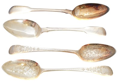 Lot 160 - Two pairs of William IV table spoons