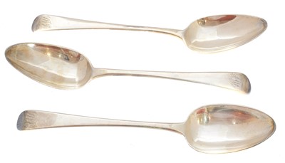Lot 162 - Three George III table spoons
