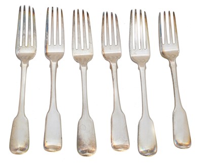 Lot 166 - Six George III and IV dinner forks