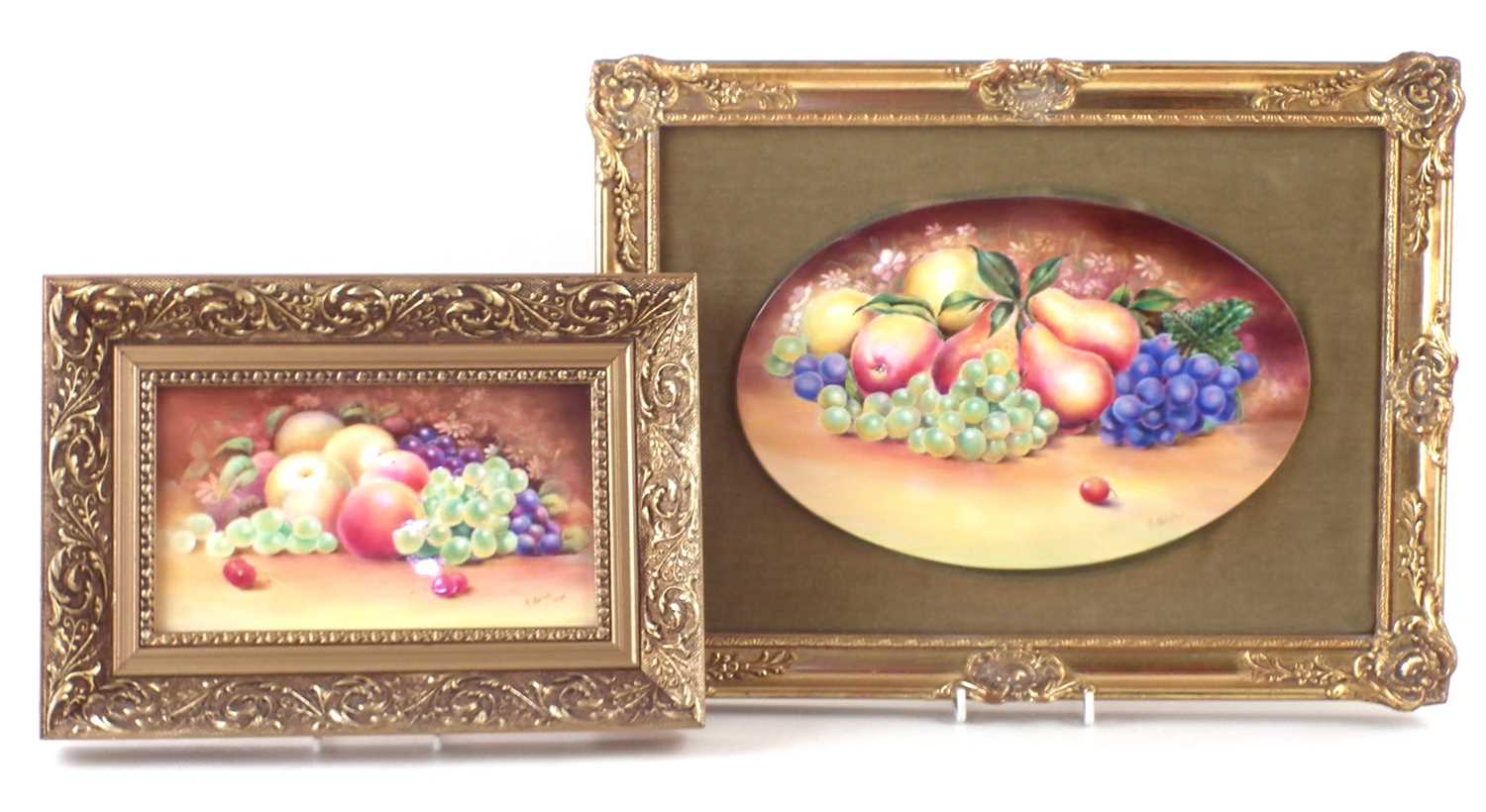 Lot 215 - Two porcelain plaques signed E. Leigh