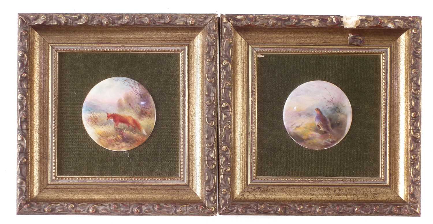 Lot 174 - Two Royal Worcester plaques signed G and H. Stinton