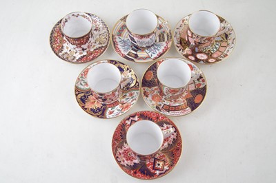Lot 175 - Six Royal Derby Curators collection coffee cups and saucers.
