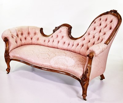 Lot 320 - Victorian rosewood framed chair back chaise longue