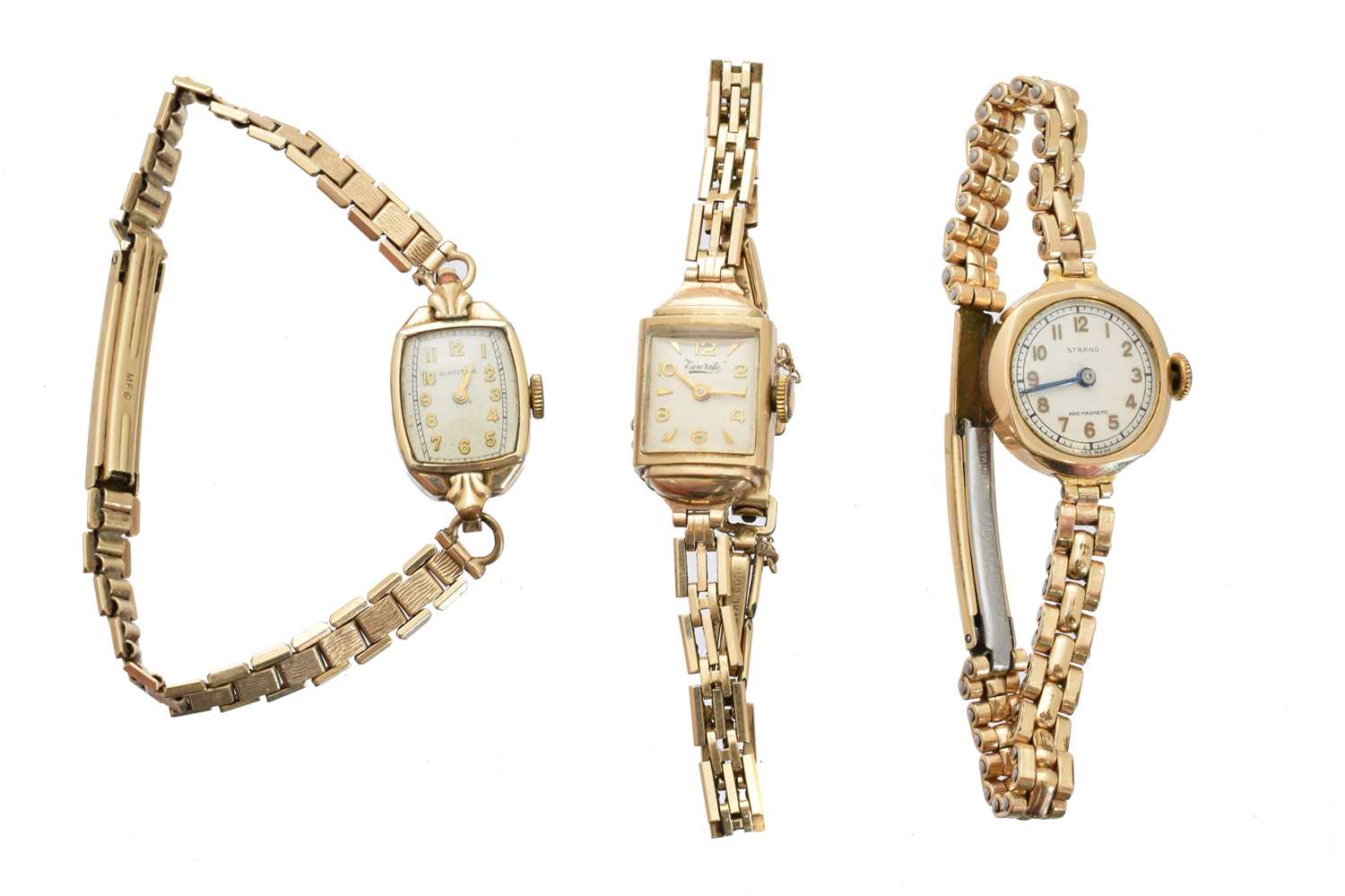 Lot 210 - Three 9ct gold cased watches
