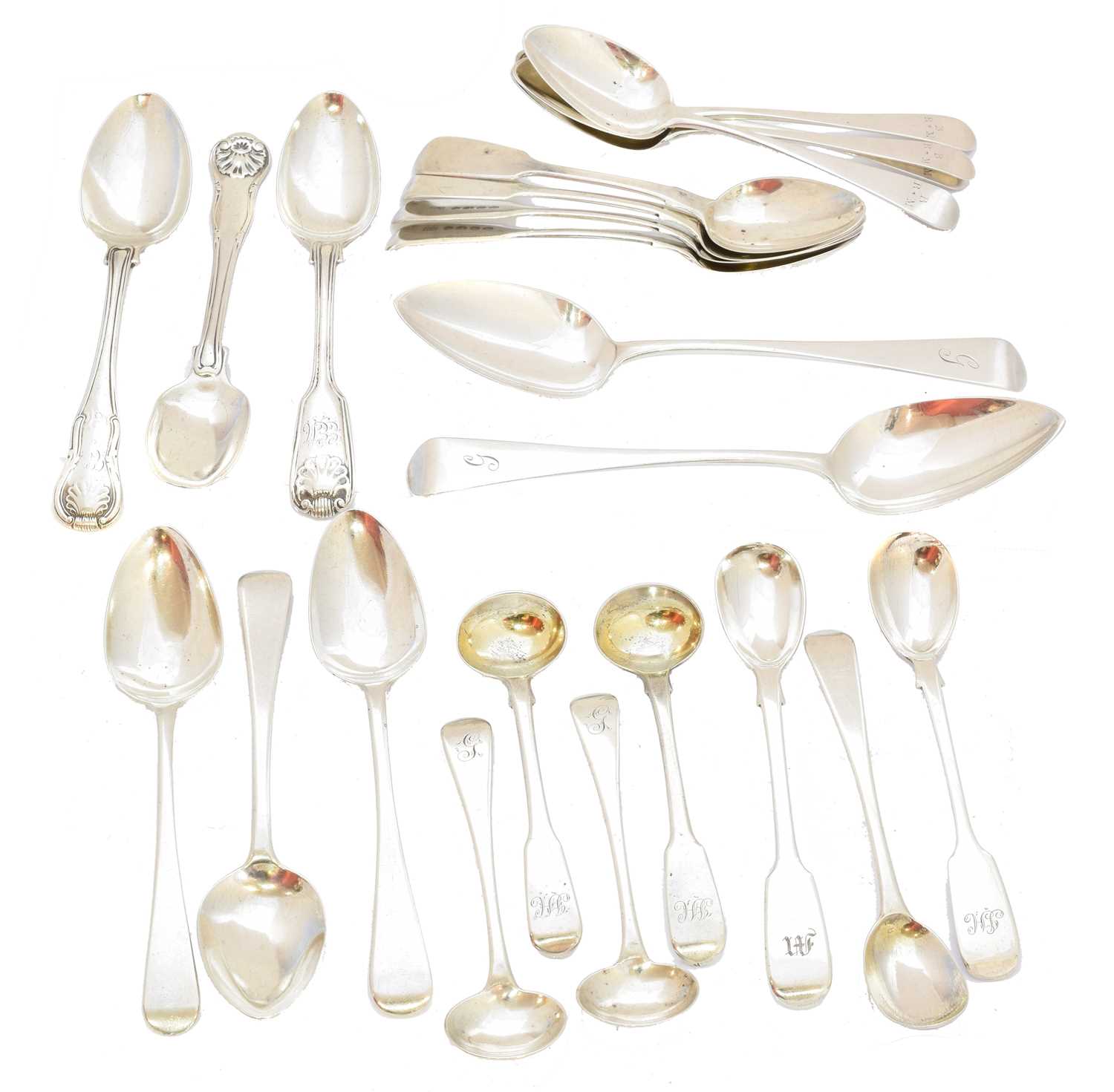 Lot 130 - A large selection of George III and later spoons