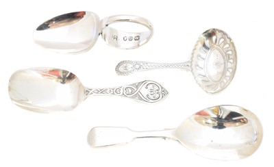 Lot 125 - Three George III and later silver caddy spoons