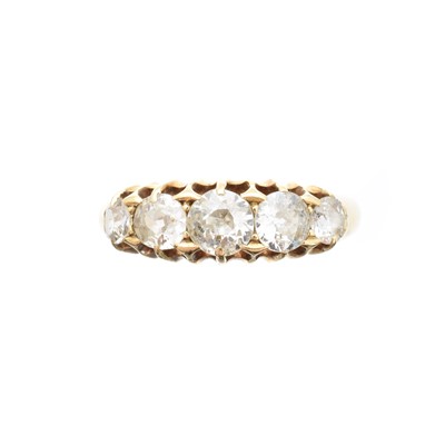 Lot 234 - A late Victorian 18ct gold diamond five stone ring
