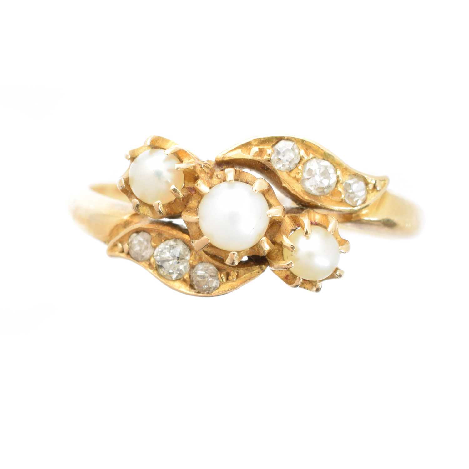 Lot 172 - An early 20th century 18ct gold pearl and diamond dress ring