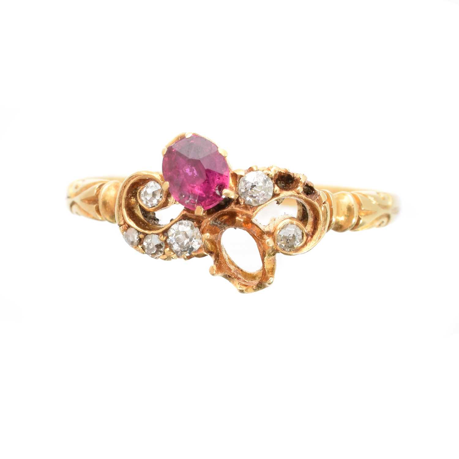 Lot 95 - A Victorian 18ct gold ruby and diamond ring