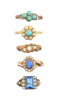 Lot 140 - Five gem set dress rings