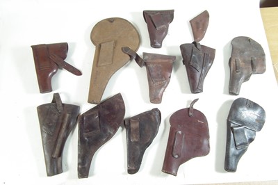 Lot 267 - Twelve various leather pistol holsters