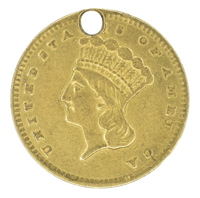 Lot 94 - USA, One Dollar, 1856, gold pierced coin.