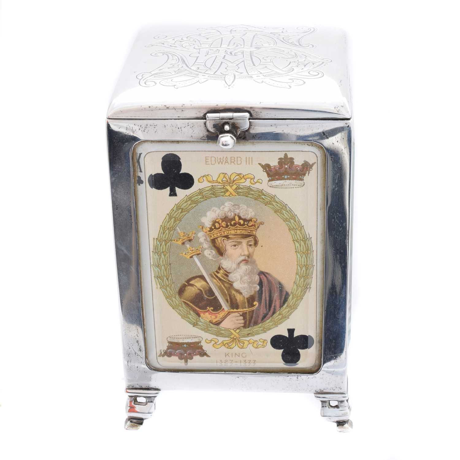 138 - An Edward VII silver playing card holder, 
