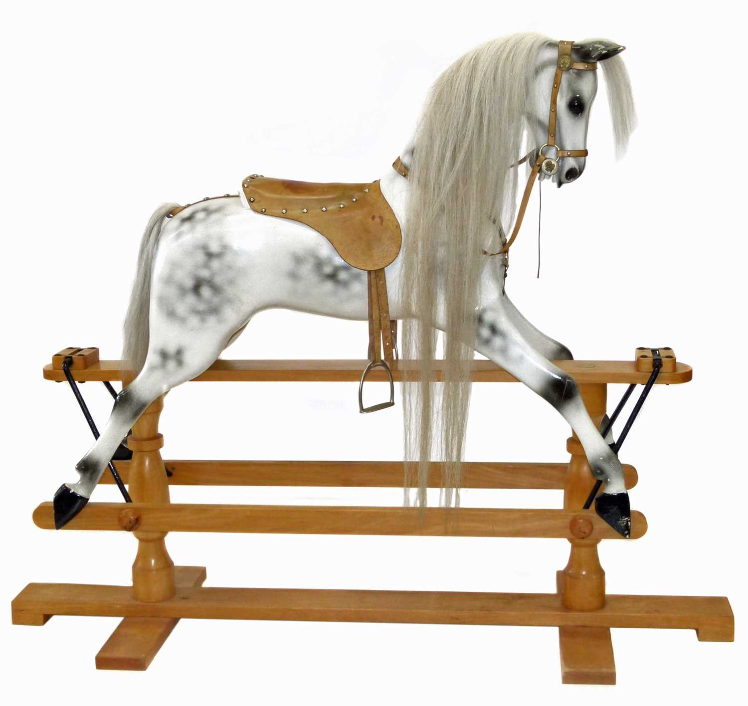 45 - Modern white painted and dappled rocking horse