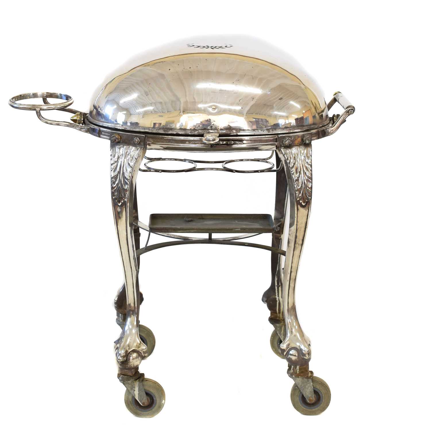 Lot 137 - A silver plated hot meat trolley, attributed to Elkington