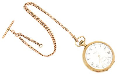 Lot 297 - A Waltham gold plated open face pocket watch