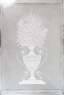 Lot 145 - Glass frosted panel with Urn Design