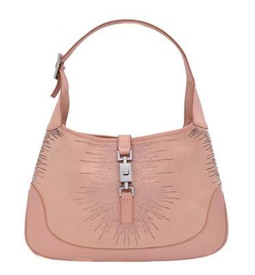 Lot 12 - A Gucci Jackie light pink suede leather shoulder bag