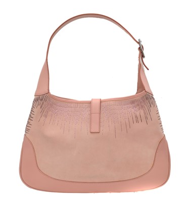 Lot 12 - A Gucci Jackie light pink suede leather shoulder bag