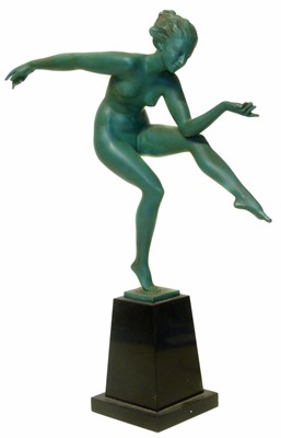 Lot 180 - 20th-century French green painted white metal figure