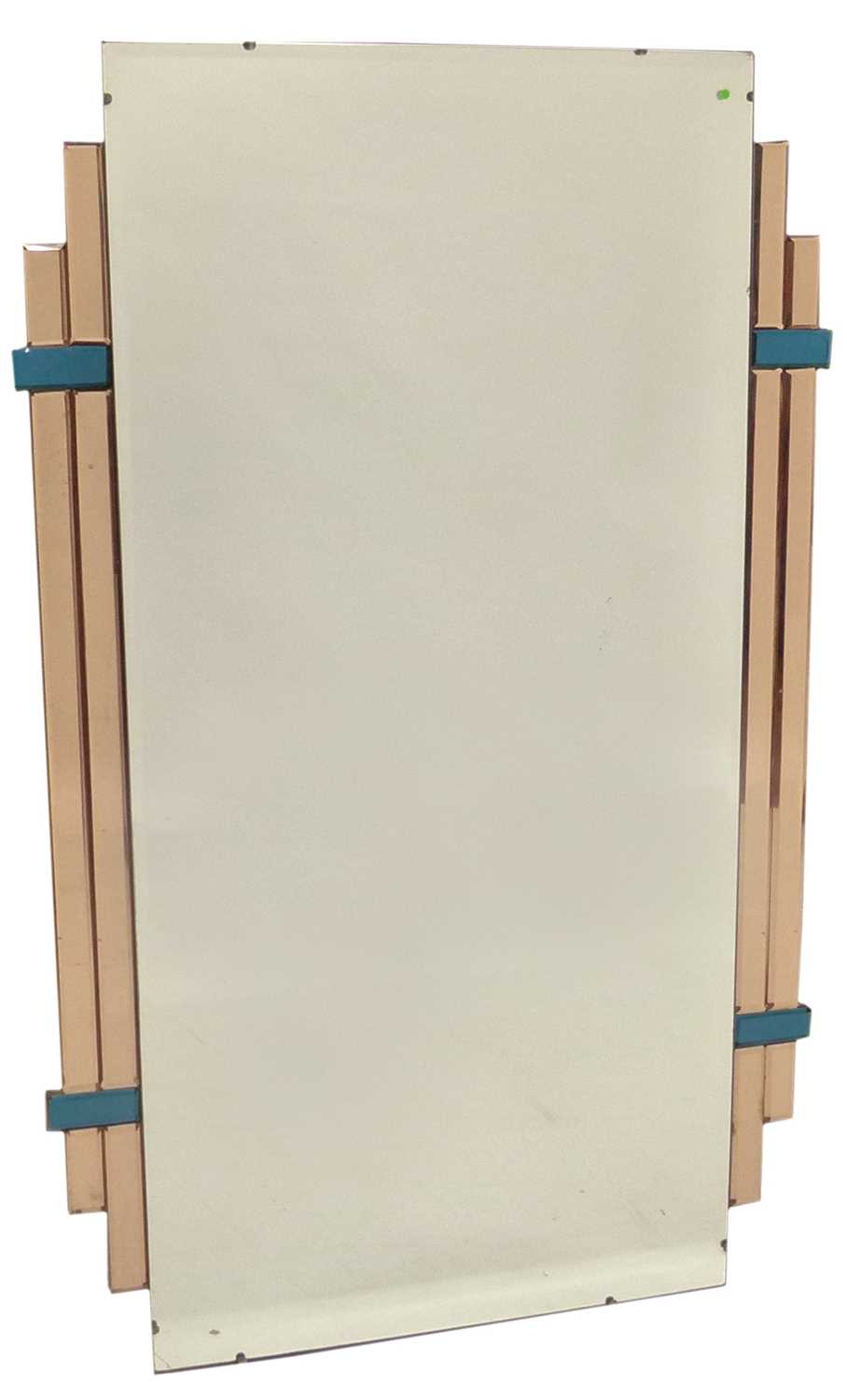 Lot 216 - Amber tinted rectangular bevelled wall mirror