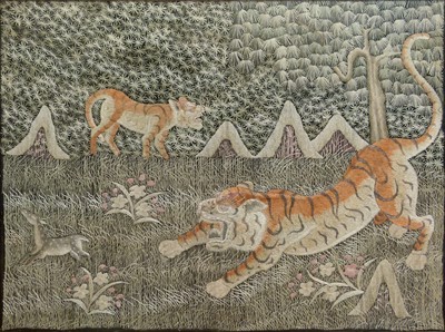 Lot 44 - Needlework picture, Tigers.