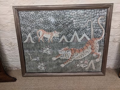 Lot 44 - Needlework picture, Tigers.