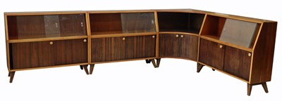 Lot 222 - Four walnut finished wall units by Greaves and Thomas