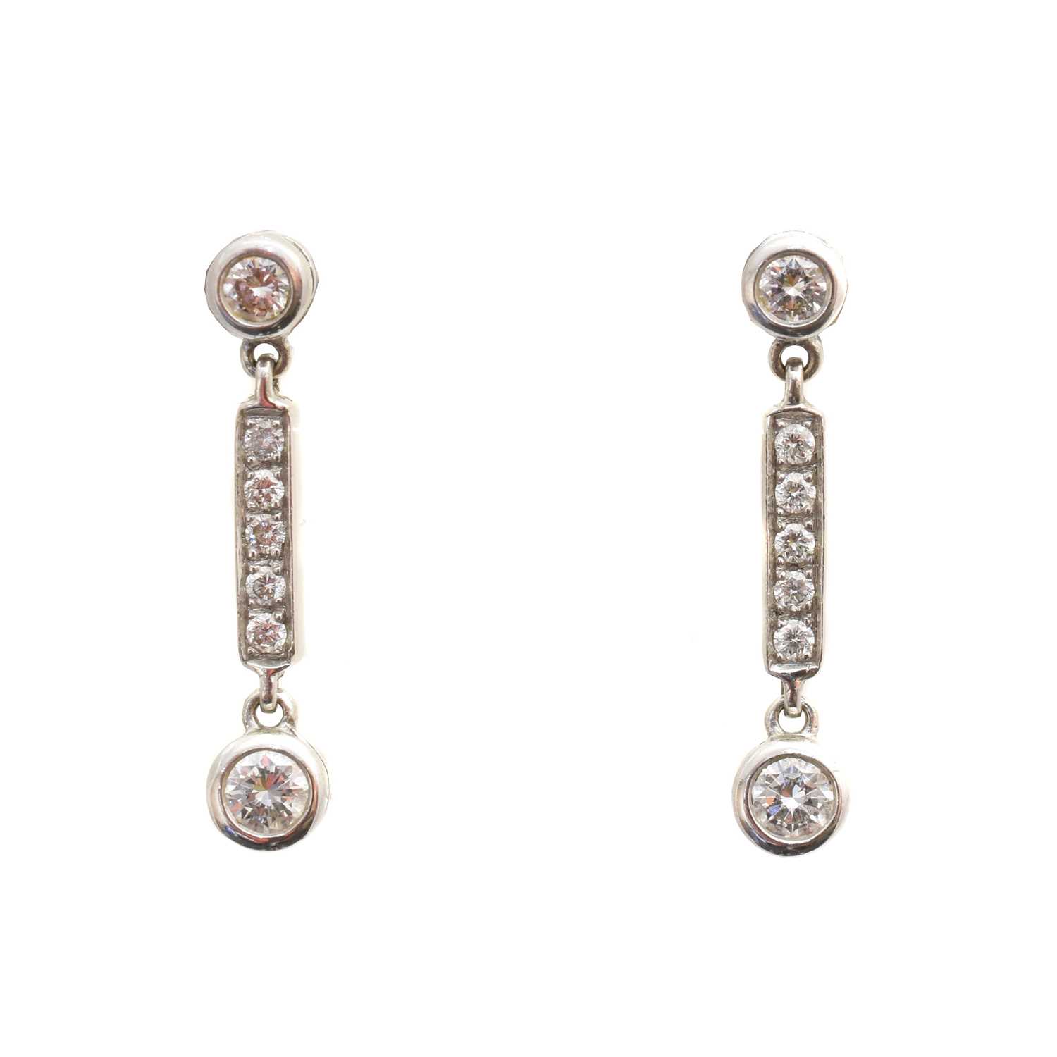 Lot 44 - A pair of 18ct gold diamond earrings