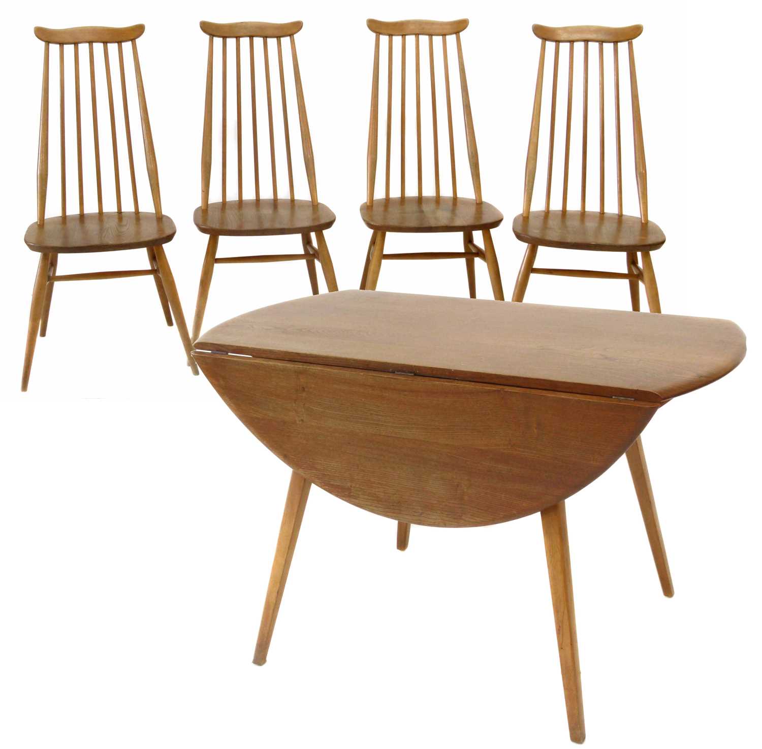 210 - Four ash and elm Ercol table and dining chairs