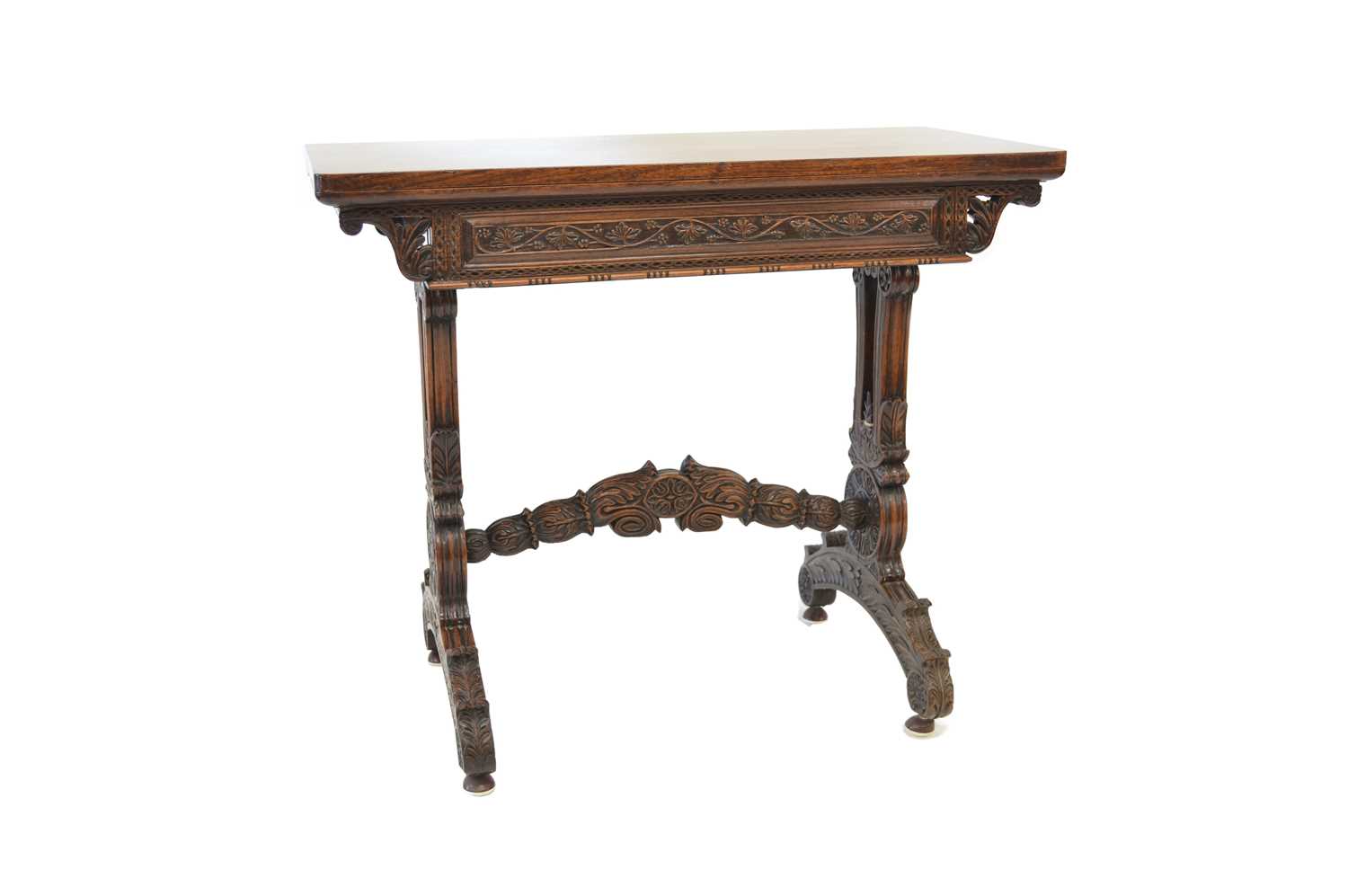Lot 408 - 19th Century hardwood Anglo Indian hardwood foldover card table