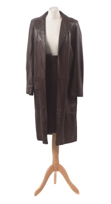 Lot 29 - A leather coat and skirt by Mulberry