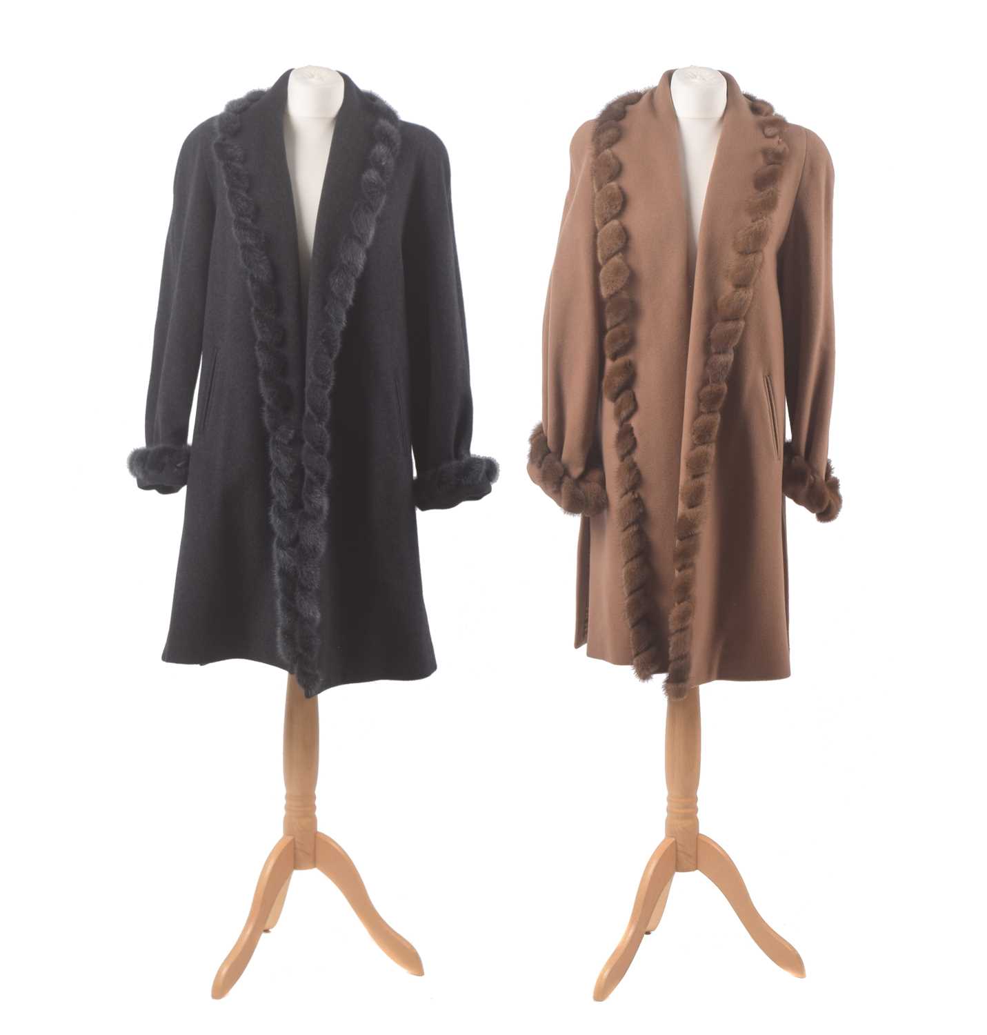 Lot 30 - Two wool and mink tipped coats