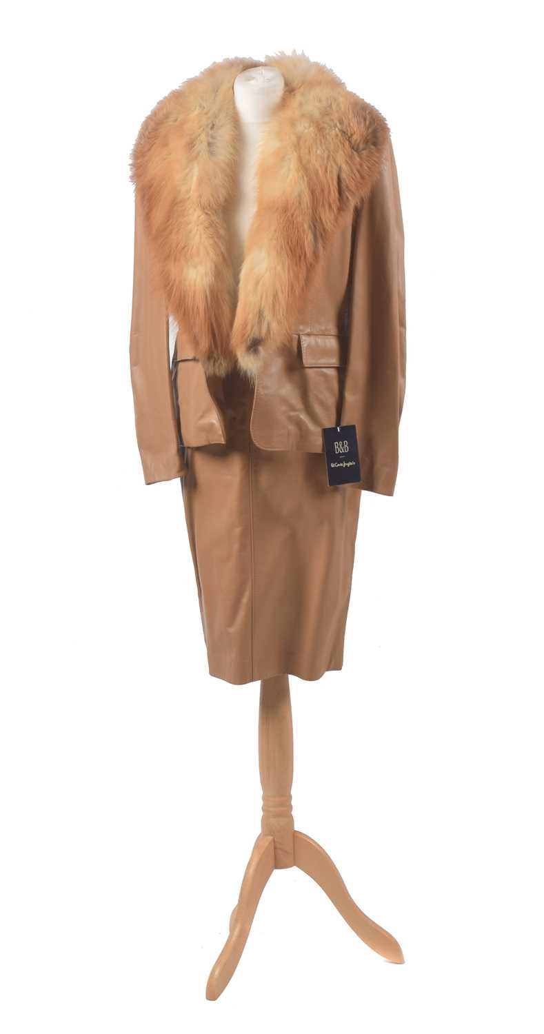 Lot 20 - A leather and fox fur suit by B&B