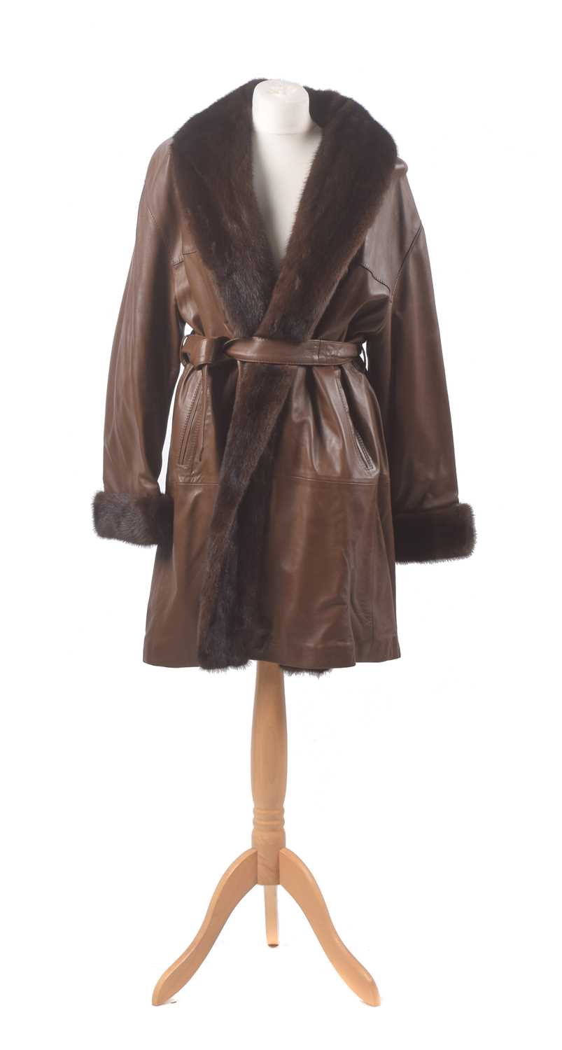 Lot 33 - A leather and fur coat