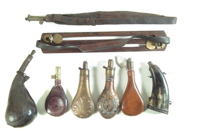 Lot 218 - Collection flasks and a game carrier