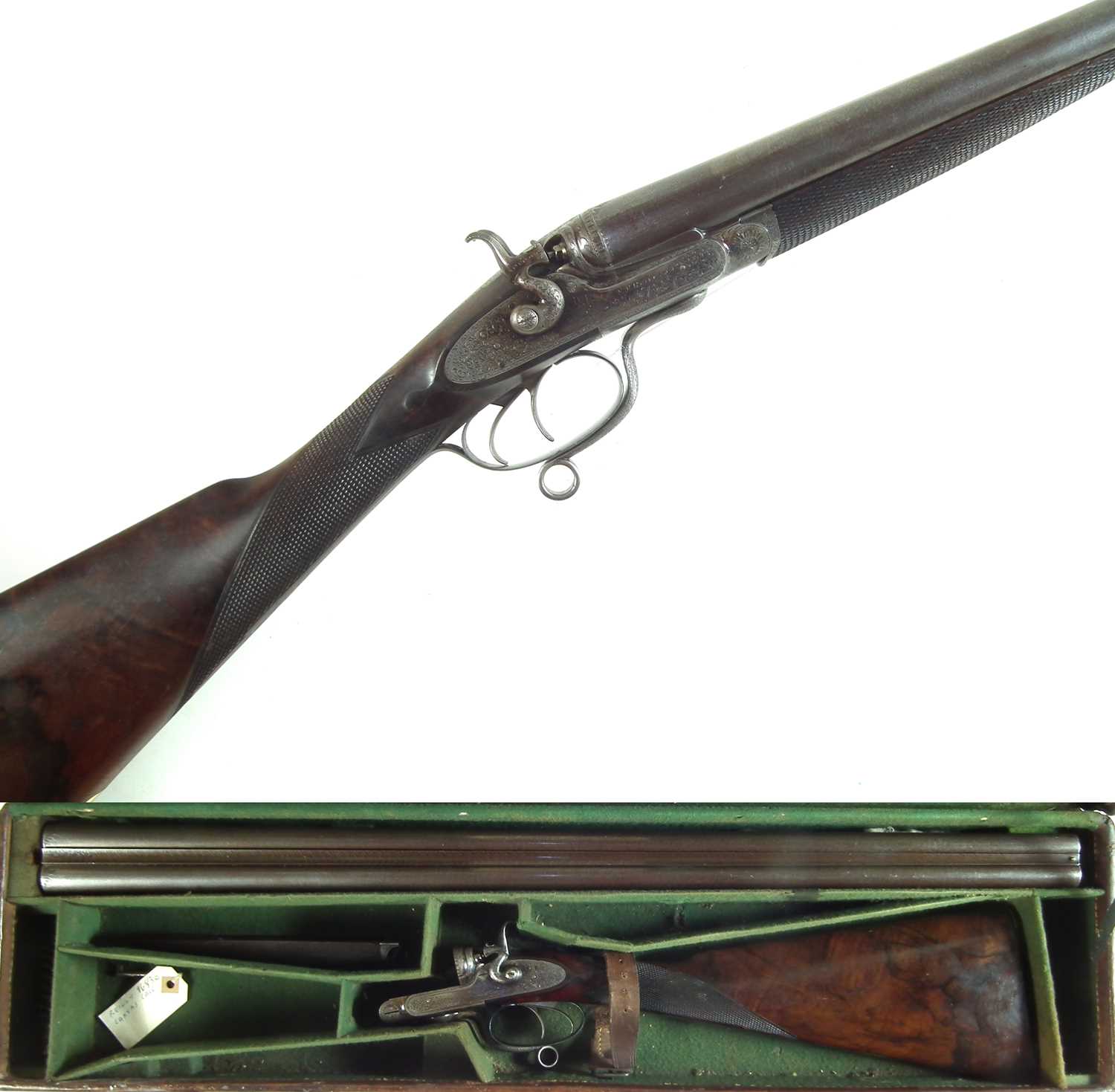 Lot 97 - E. M Reilly cased 12 bore side by side shotgun